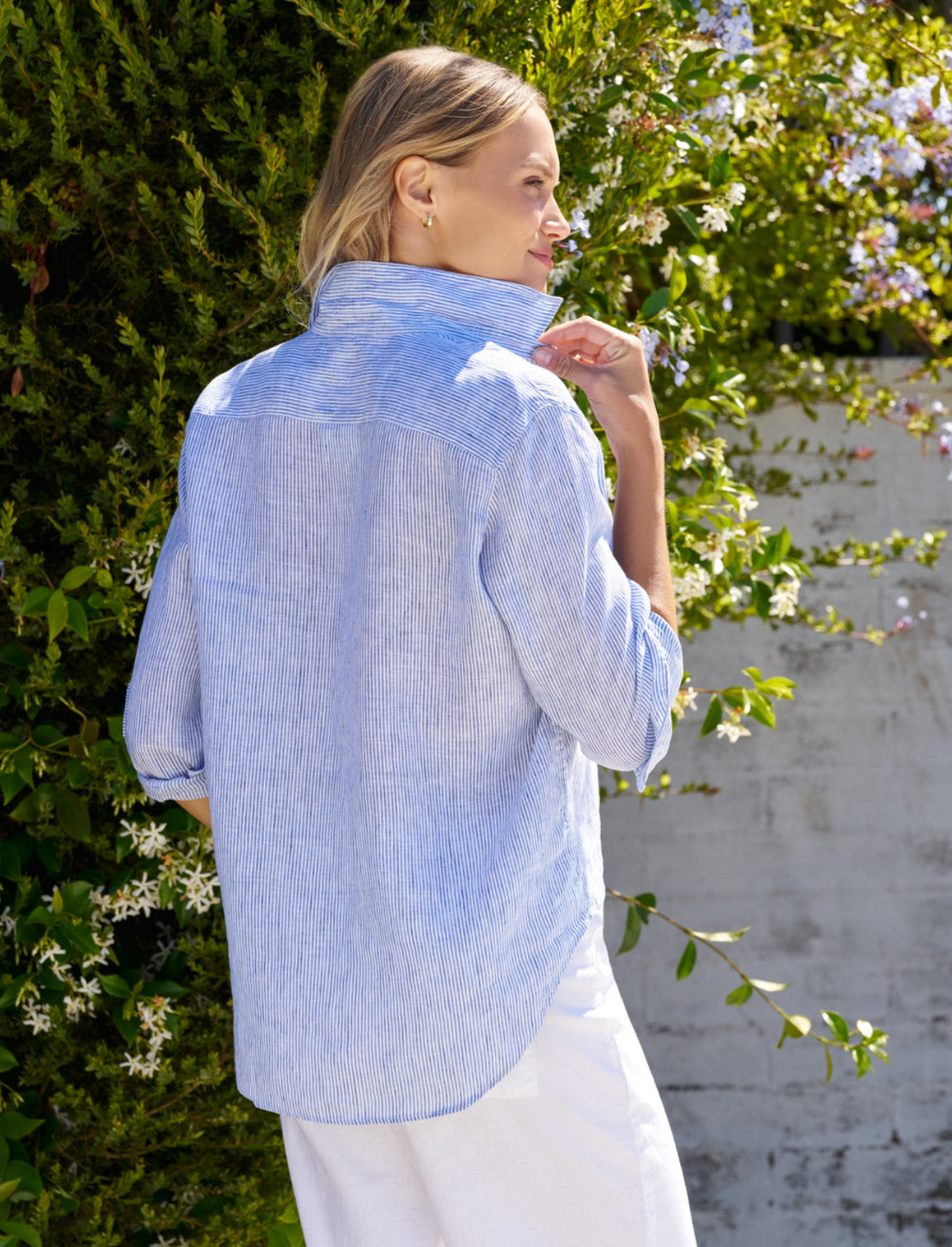 Eileen Linen Stripe Button Up