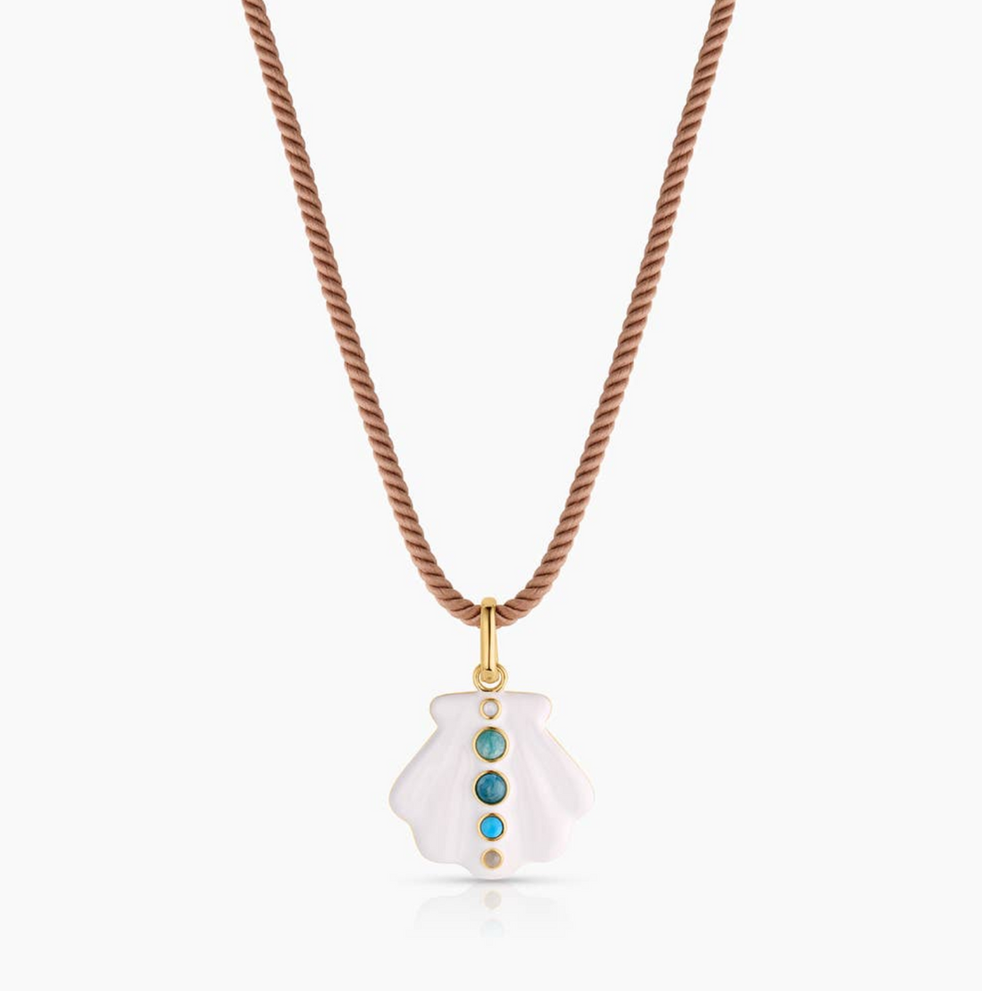 Maris White Enamel Shell Cord Necklace