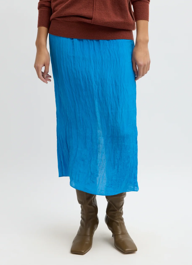 Crinkle Slip Skirt Bright Blue