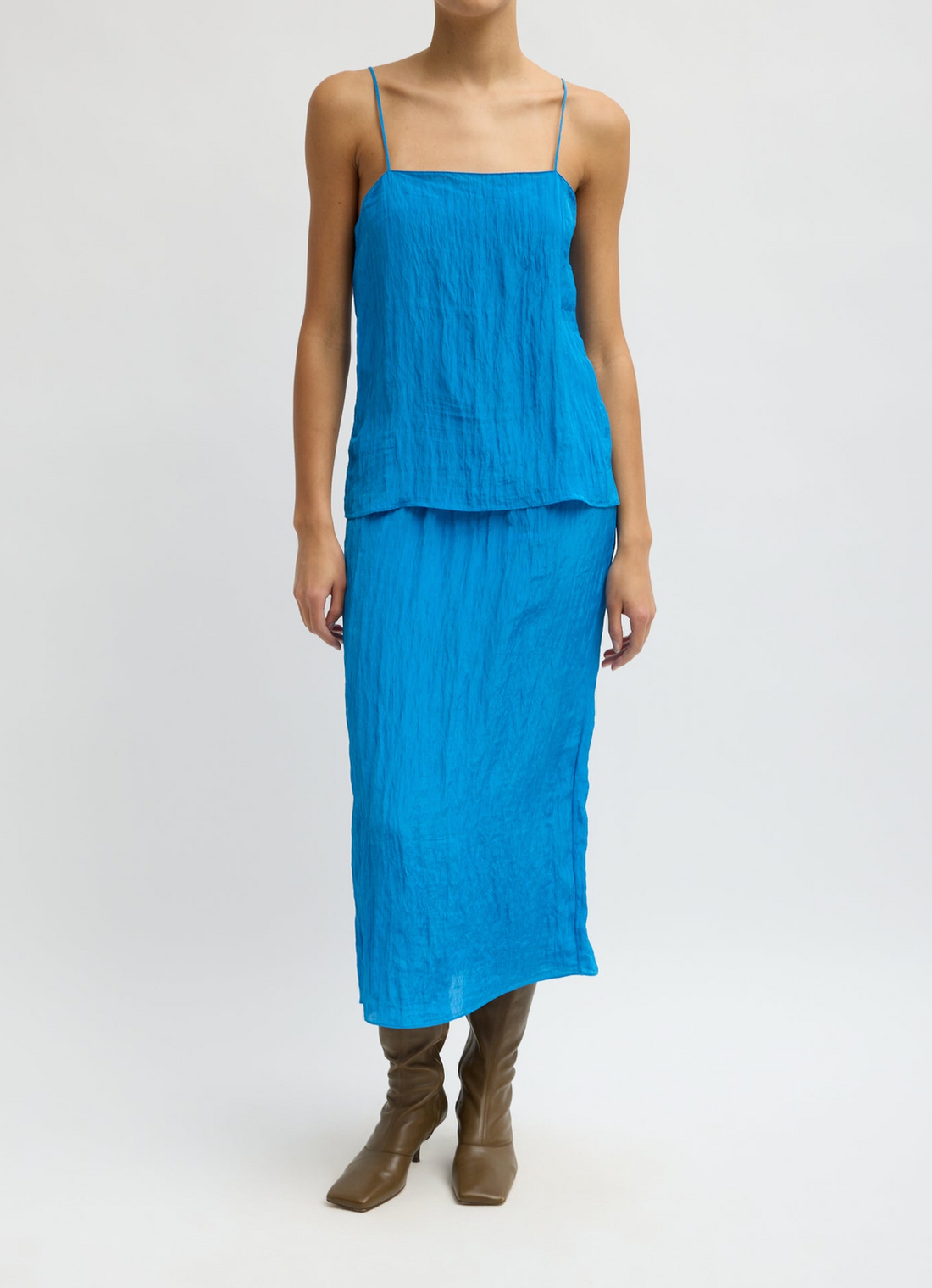 Crinkle Slip Skirt Bright Blue