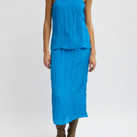 Crinkle Slip Skirt Bright Blue