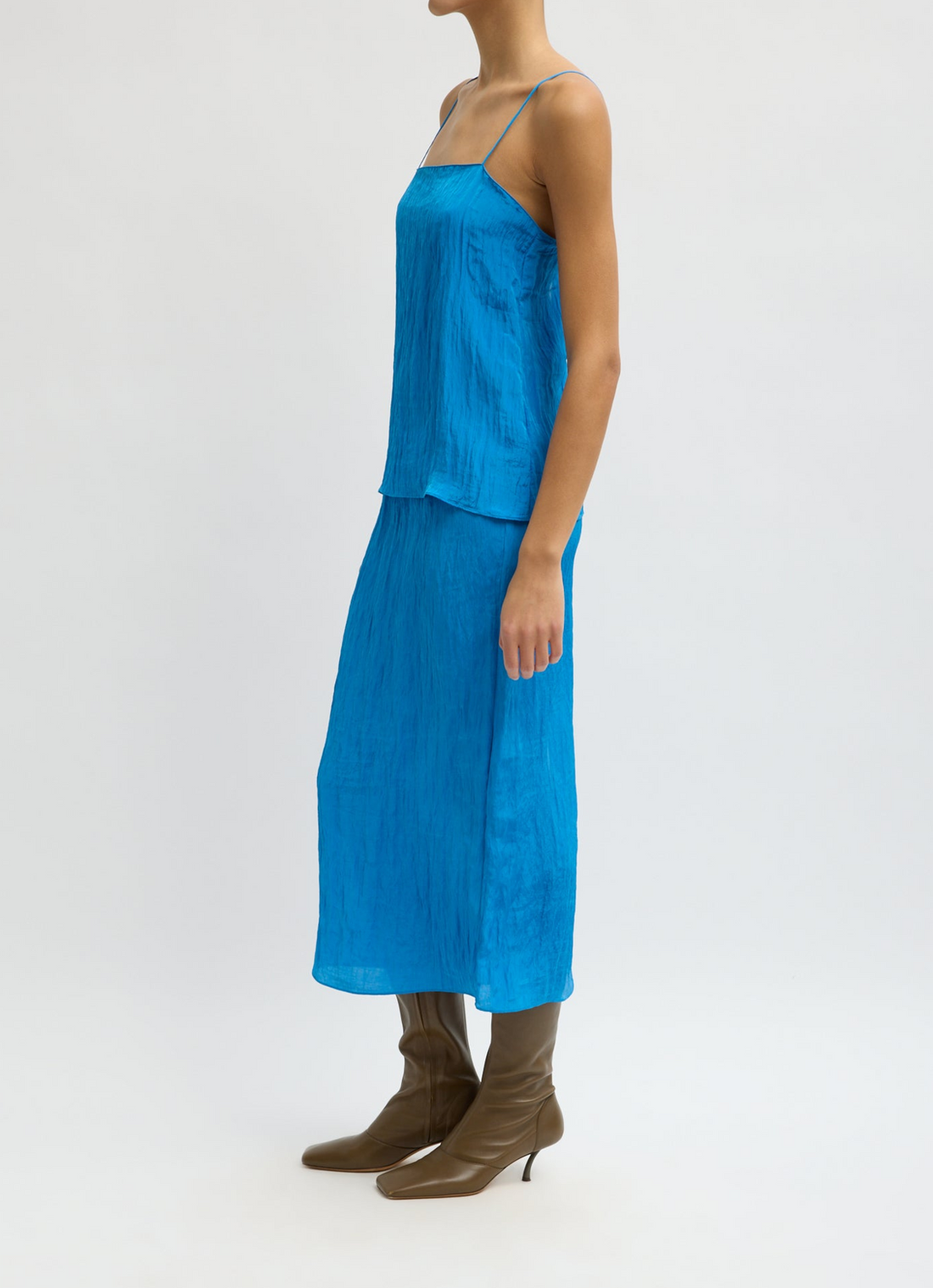 Crinkle Slip Skirt Bright Blue