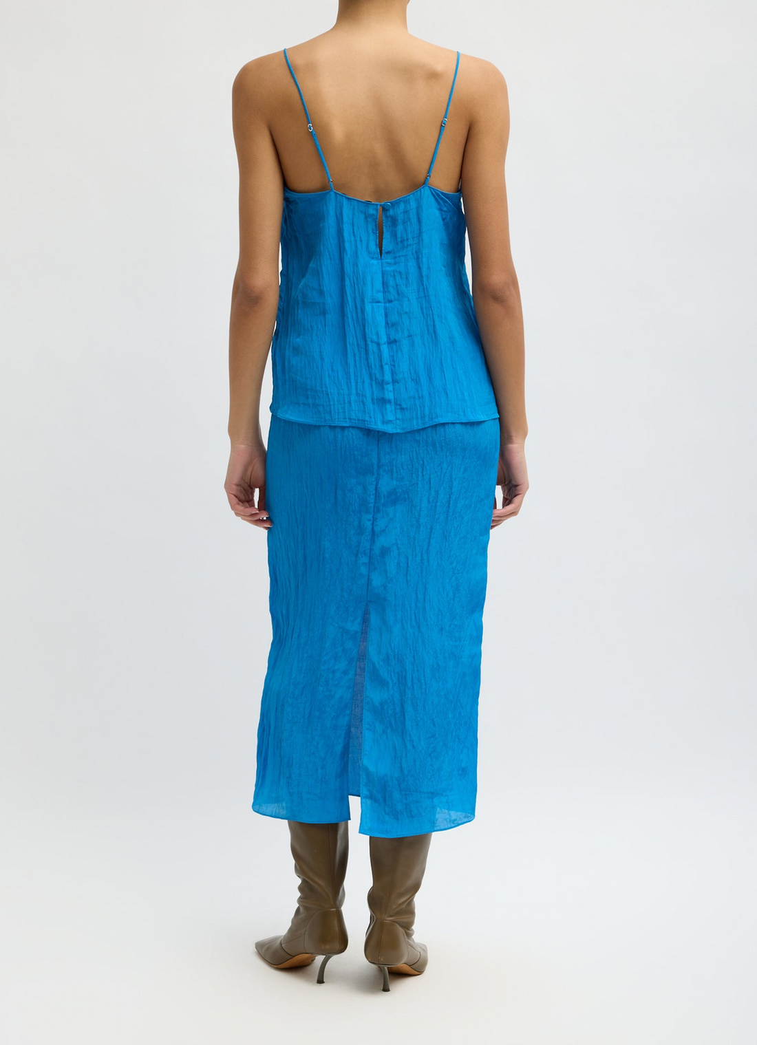 Crinkle Slip Skirt Bright Blue