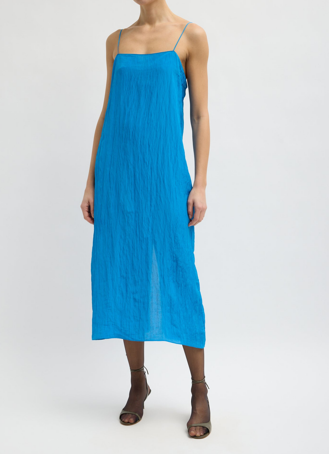 Crinkle Slip Dress Bright Blue