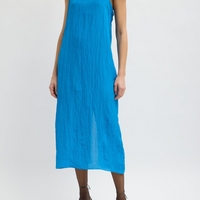 Crinkle Slip Dress Bright Blue