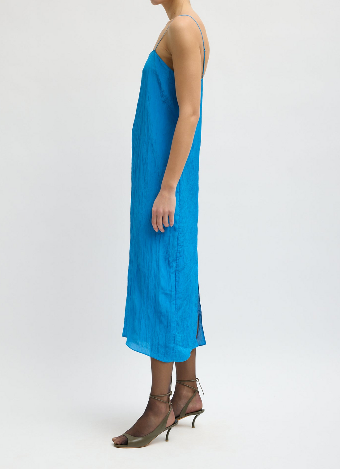 Crinkle Slip Dress Bright Blue