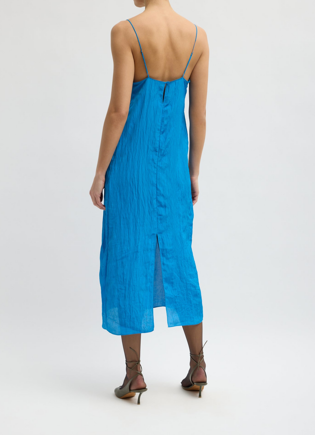 Crinkle Slip Dress Bright Blue