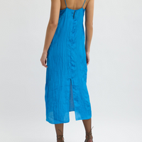 Crinkle Slip Dress Bright Blue
