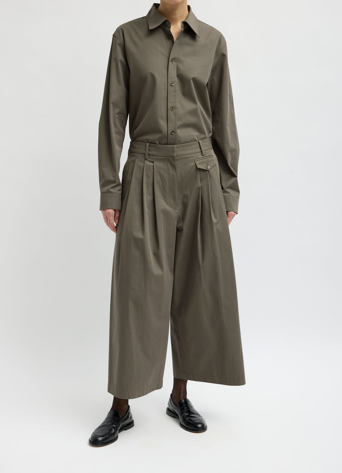 Bio Twill Triple Pleat Crop Pant