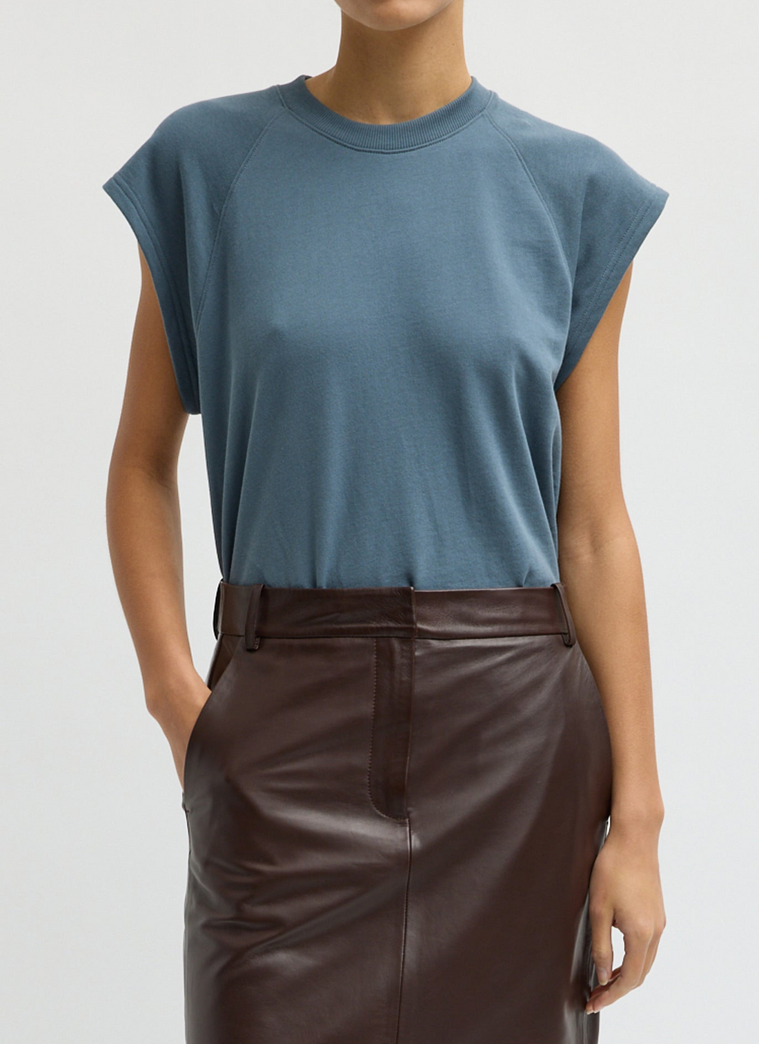 Sweatshirting Easy Top Blue Grey