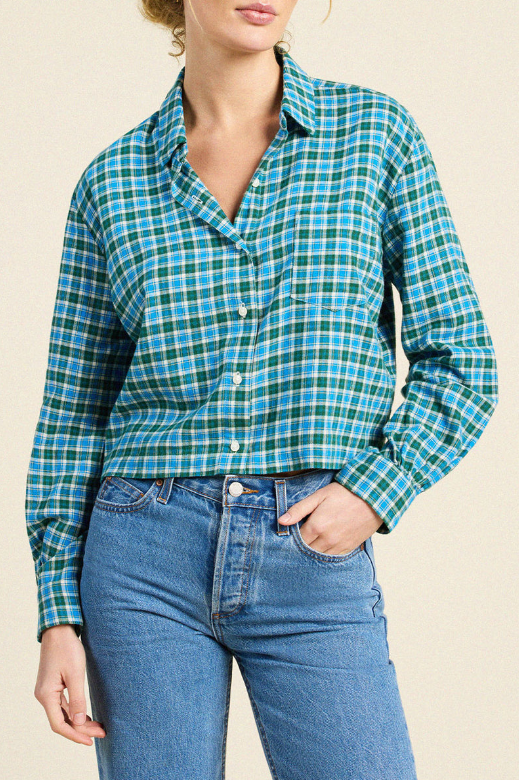 Nessa Shirt Fogline Plaid