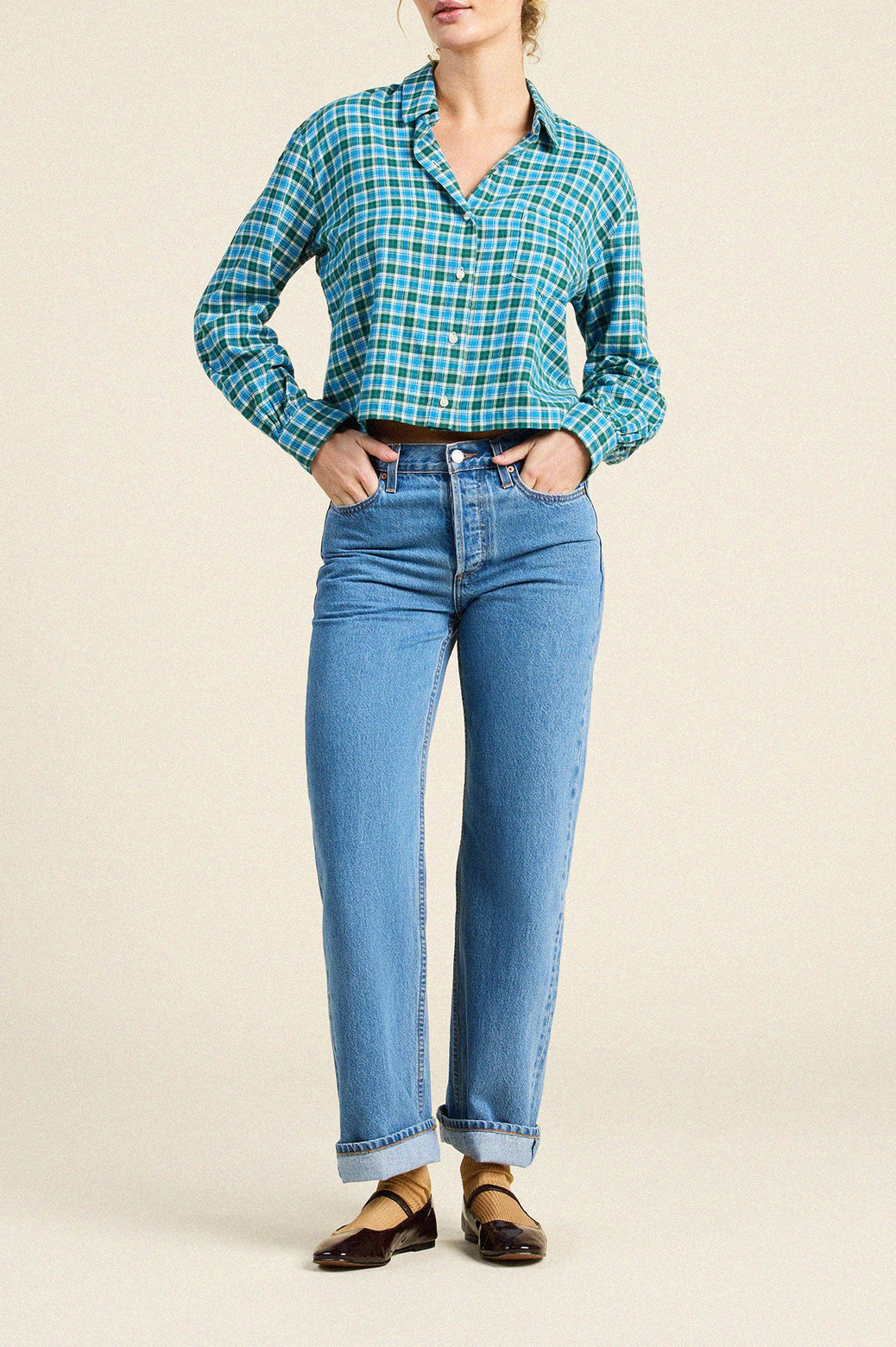 Nessa Shirt Fogline Plaid