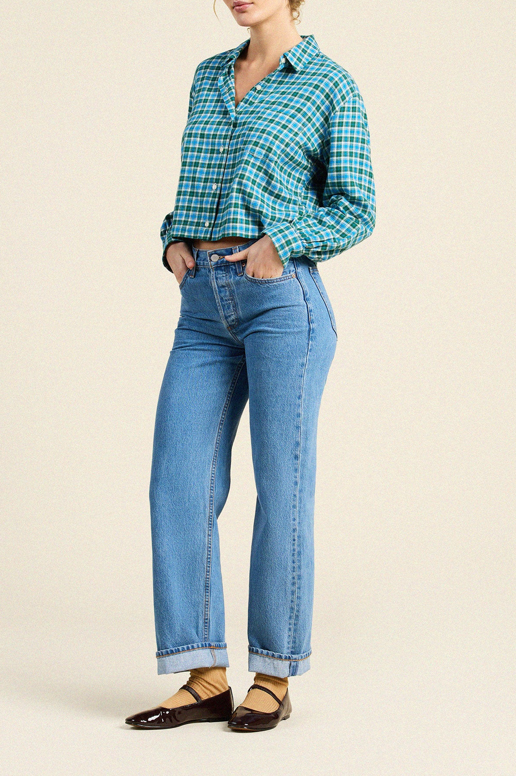 Nessa Shirt Fogline Plaid