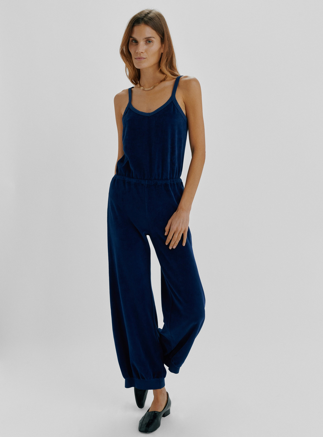 Giorgi Velour Jumpsuit Navy