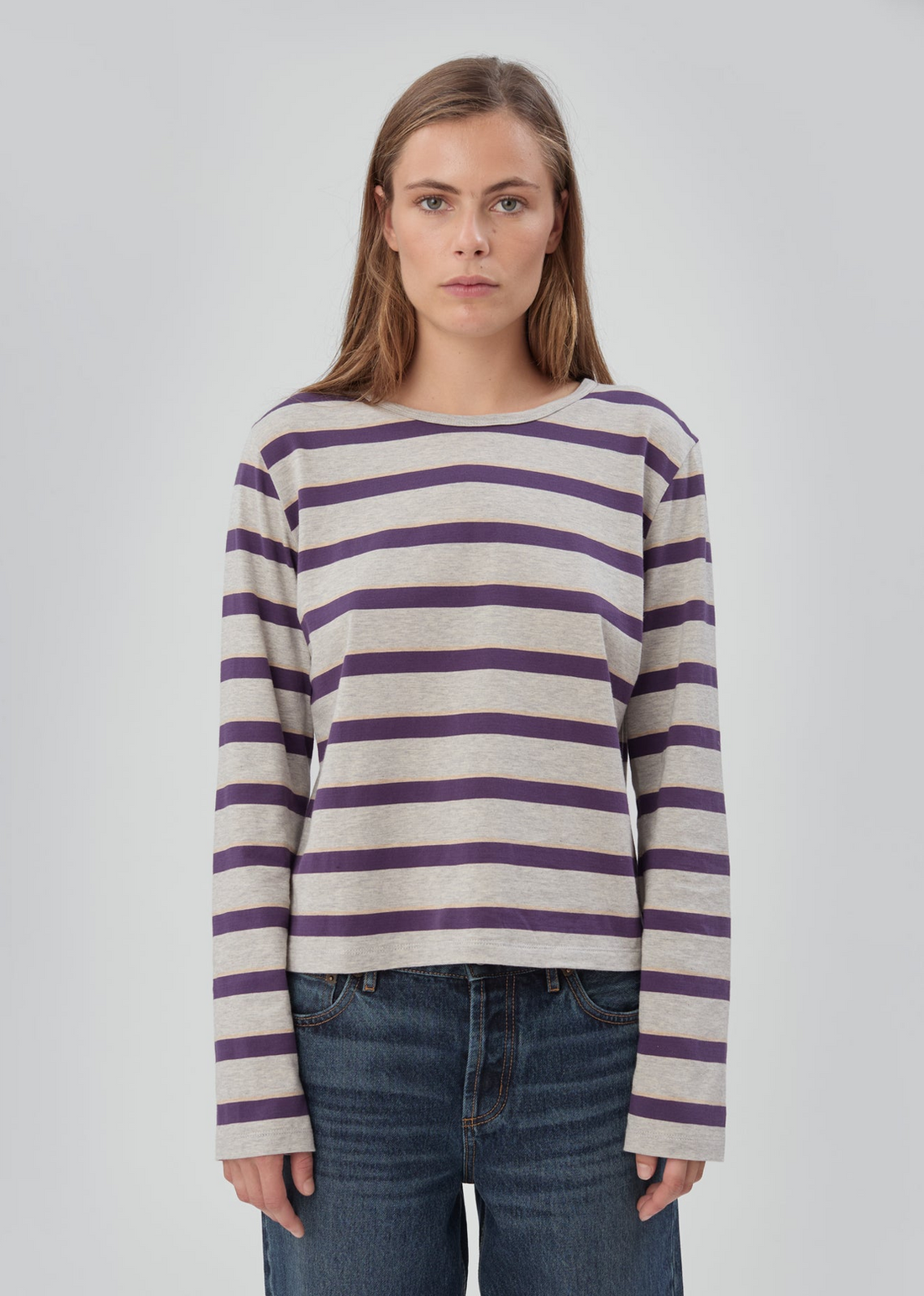 Stripe Tee Purple Grey