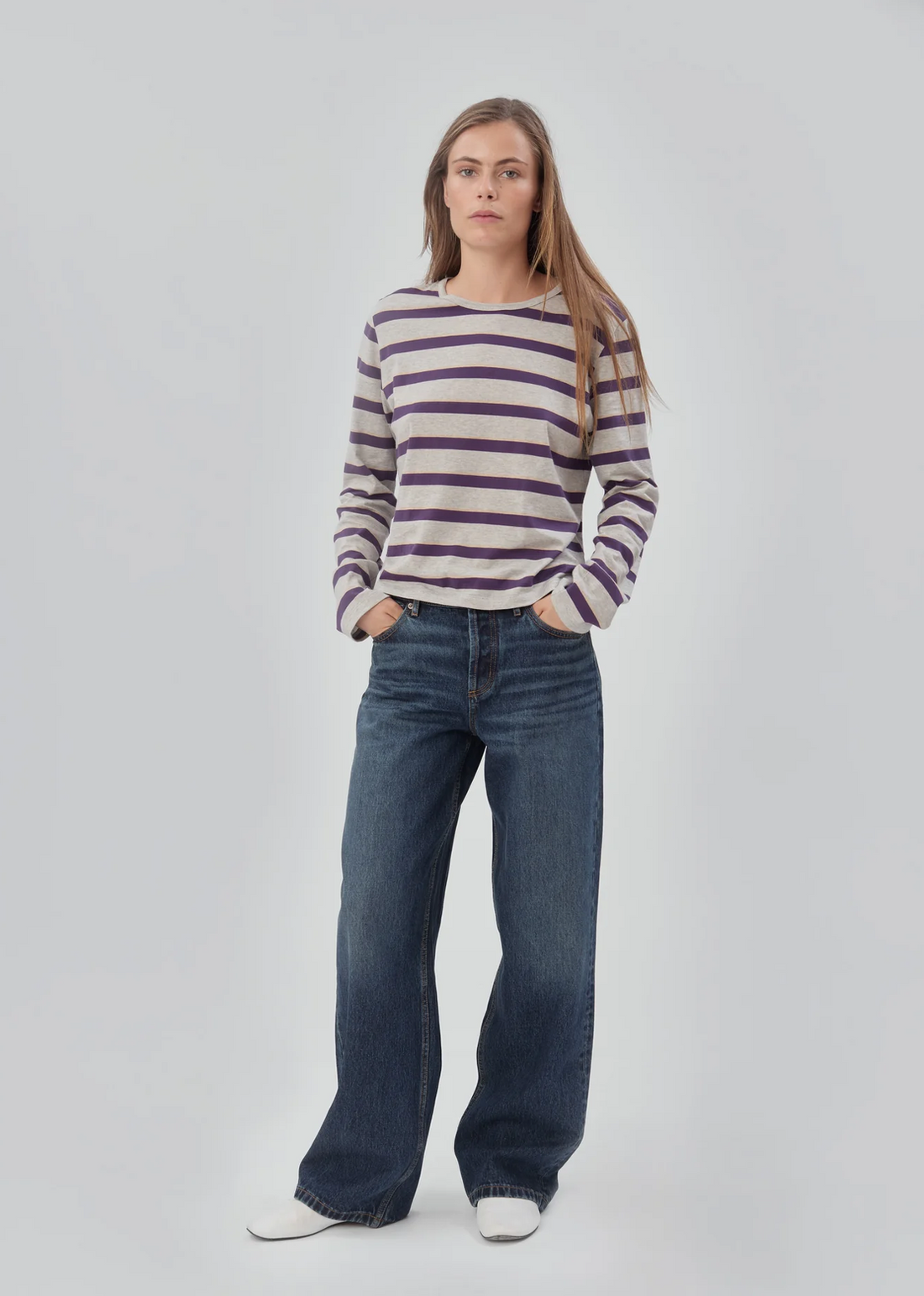 Stripe Tee Purple Grey