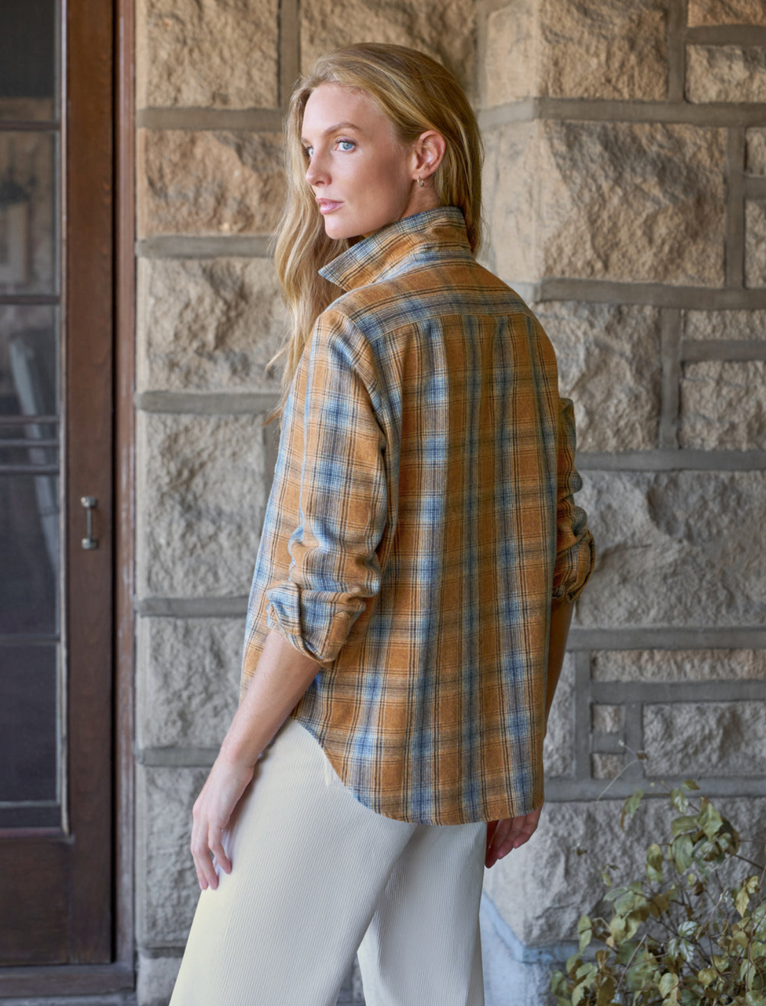 Eileen Gold Plaid Button Up