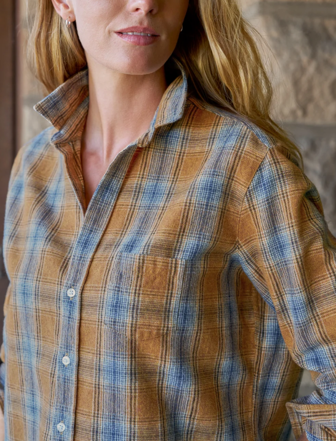 Eileen Gold Plaid Button Up