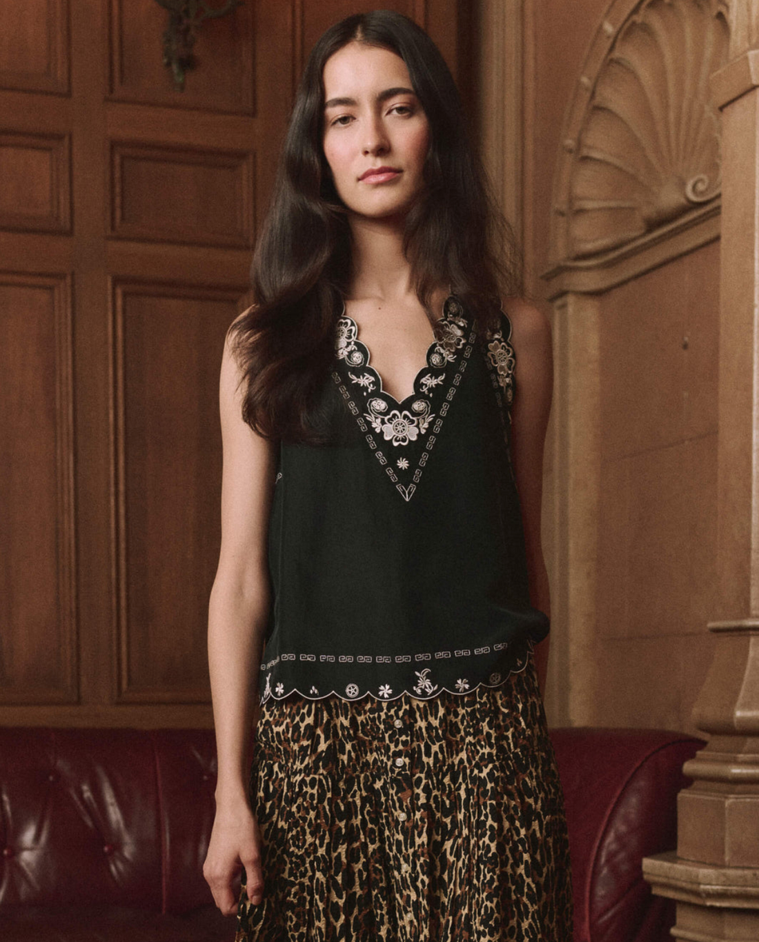 The Embroidered Floral Slip Top