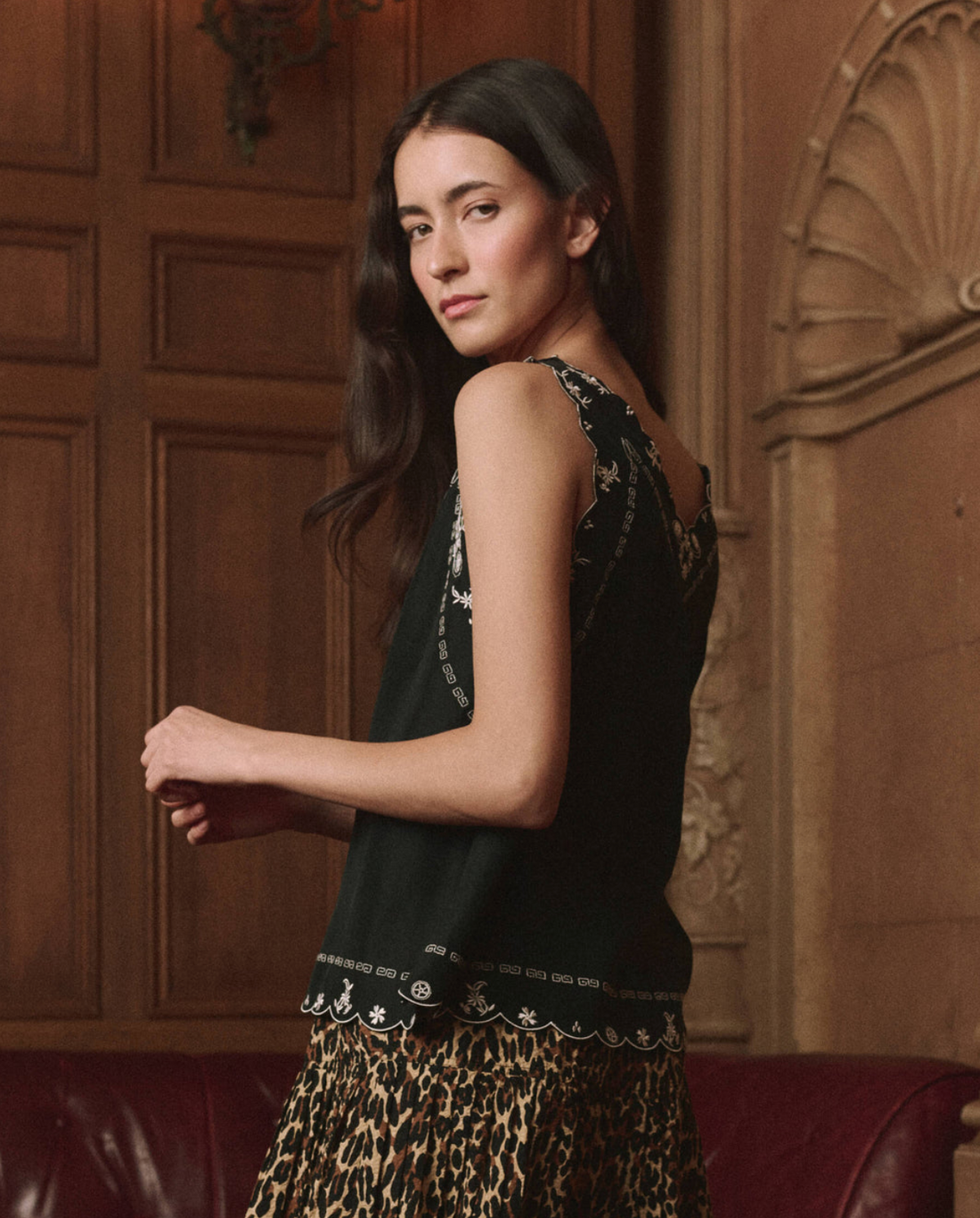 The Embroidered Floral Slip Top