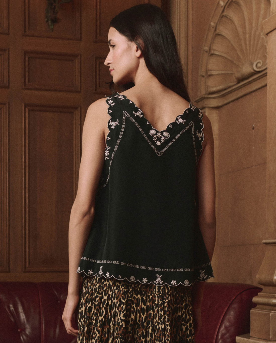 The Embroidered Floral Slip Top