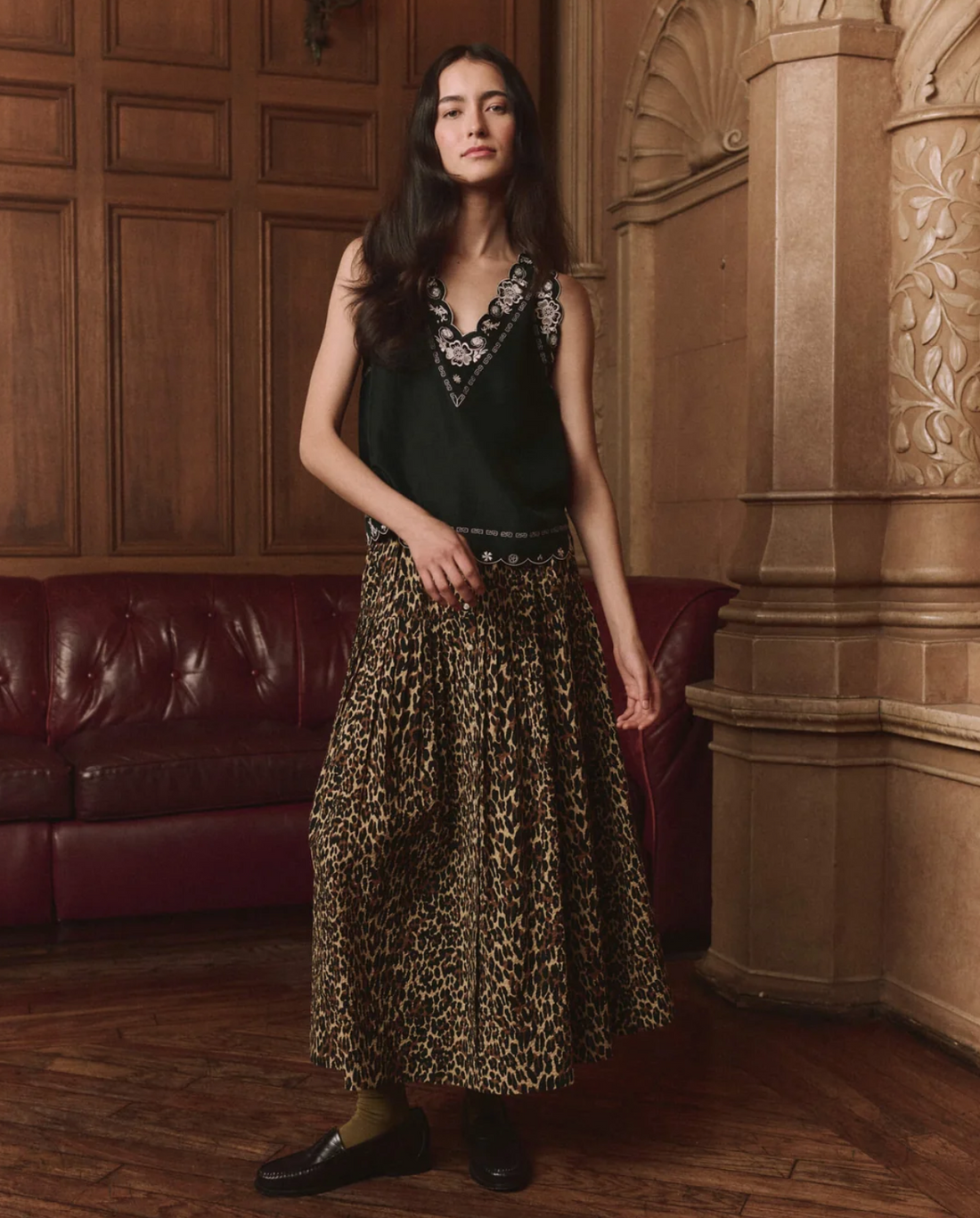 The Embroidered Floral Slip Top