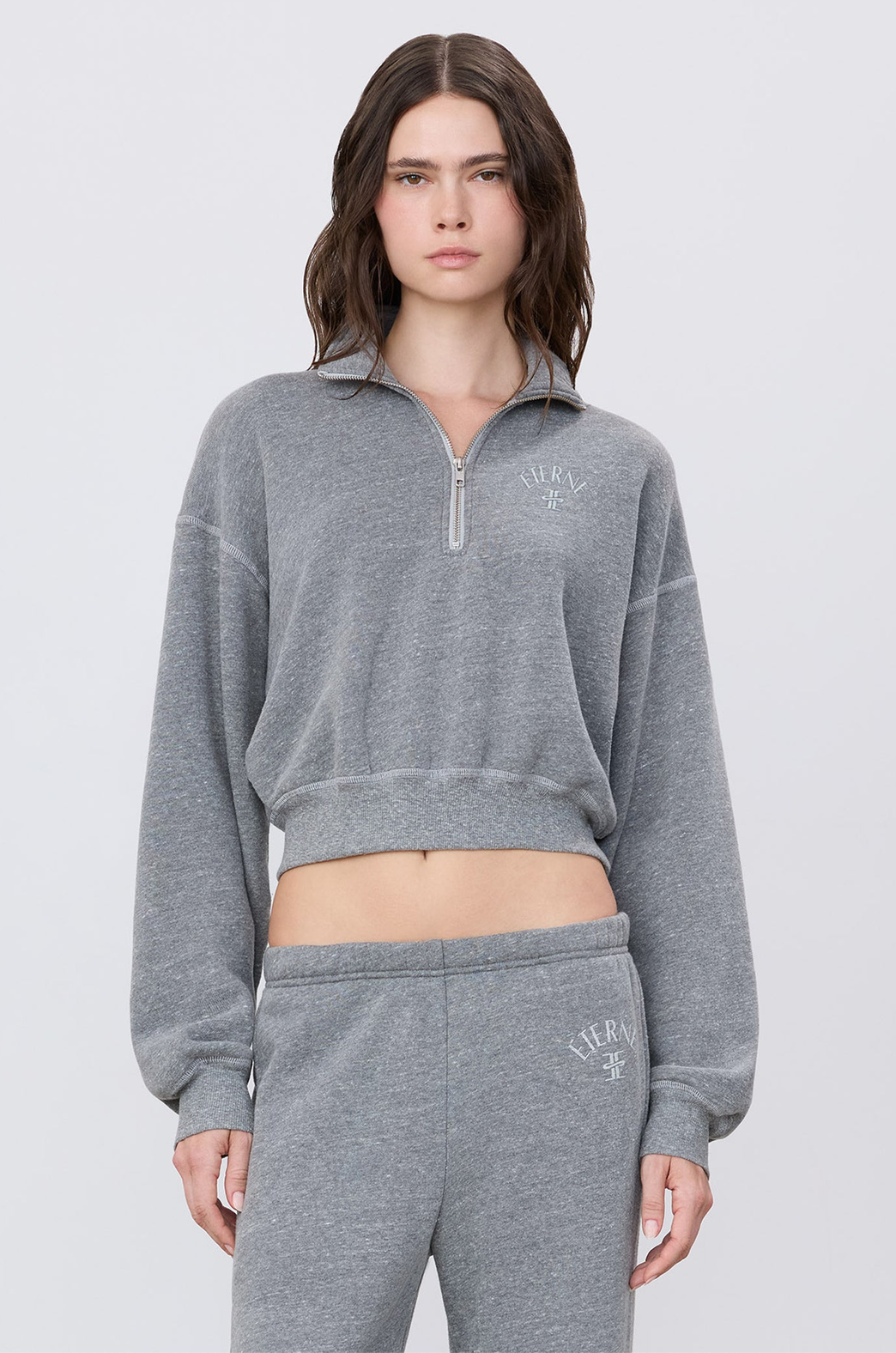 Cropped Half-Zip Sweatshirt