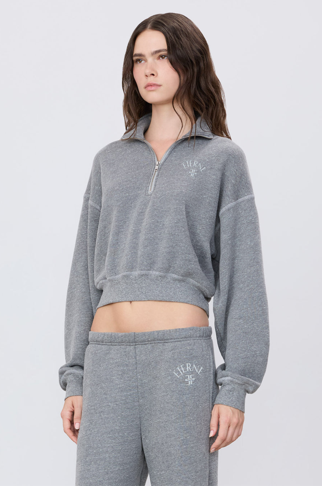 Cropped Half-Zip Sweatshirt