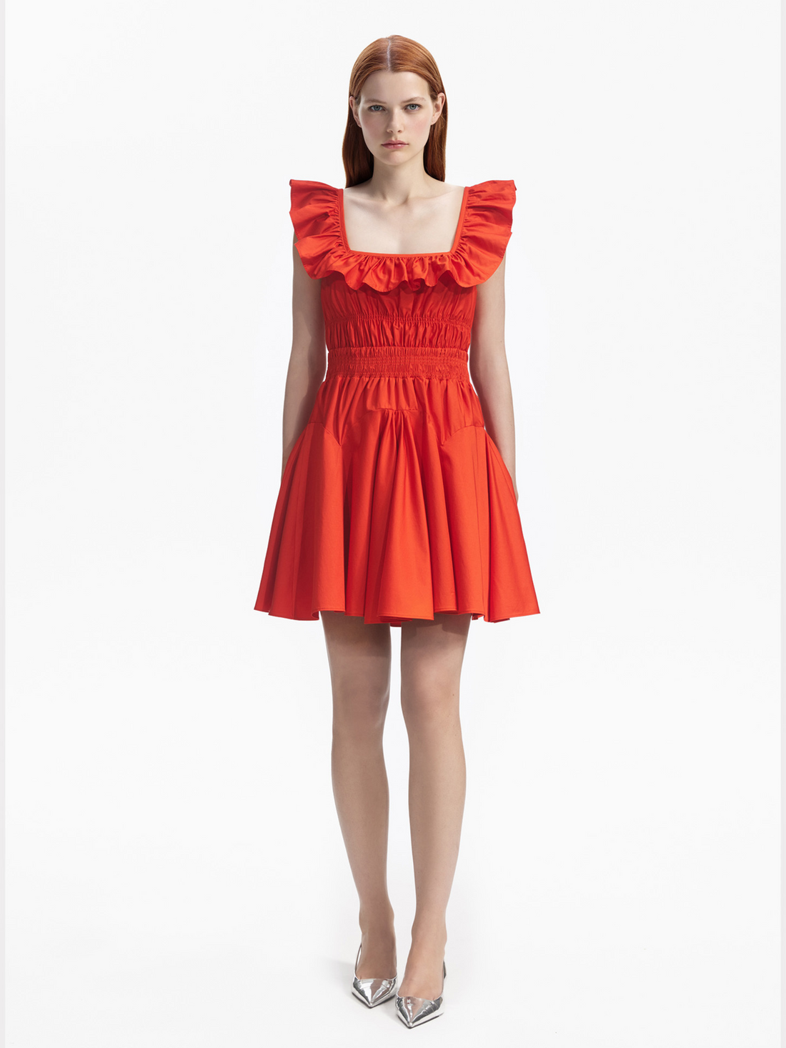 Same Ruffle Hem Red Mini Red Cotton Ruffle Mini Dress – Slate