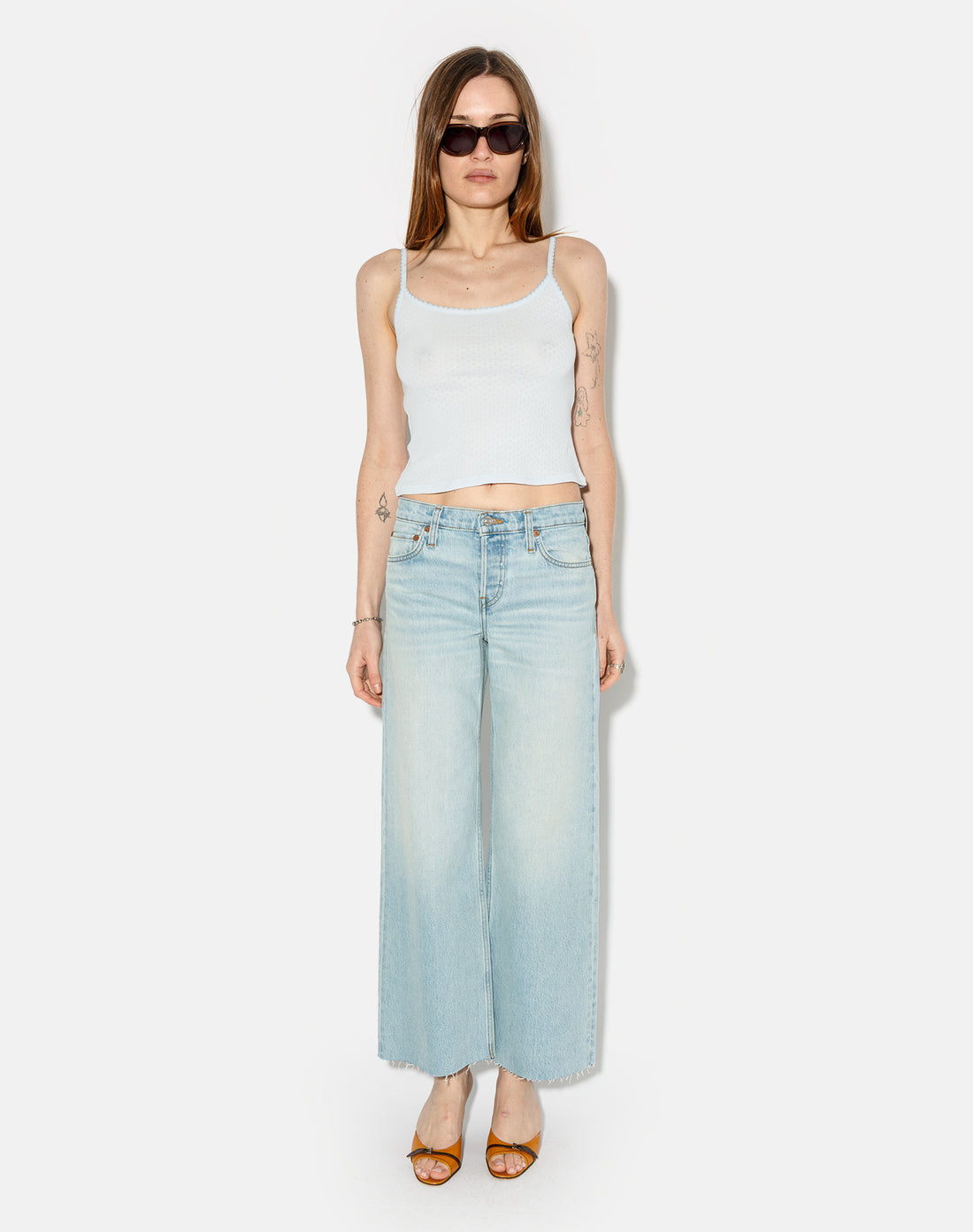 Mid Rise Wide Leg Crop