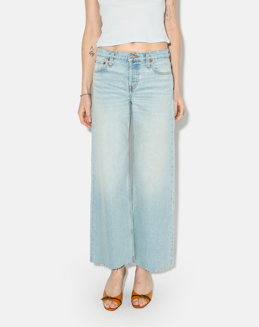 Mid Rise Wide Leg Crop