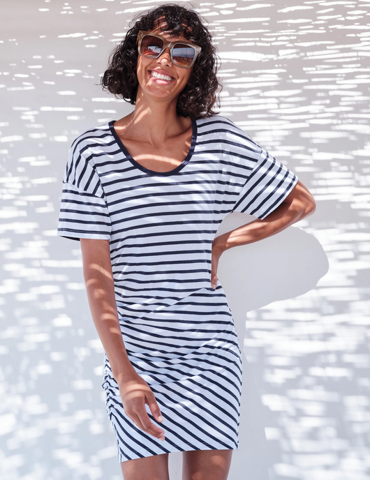 Striped T Shirt Dress Slate